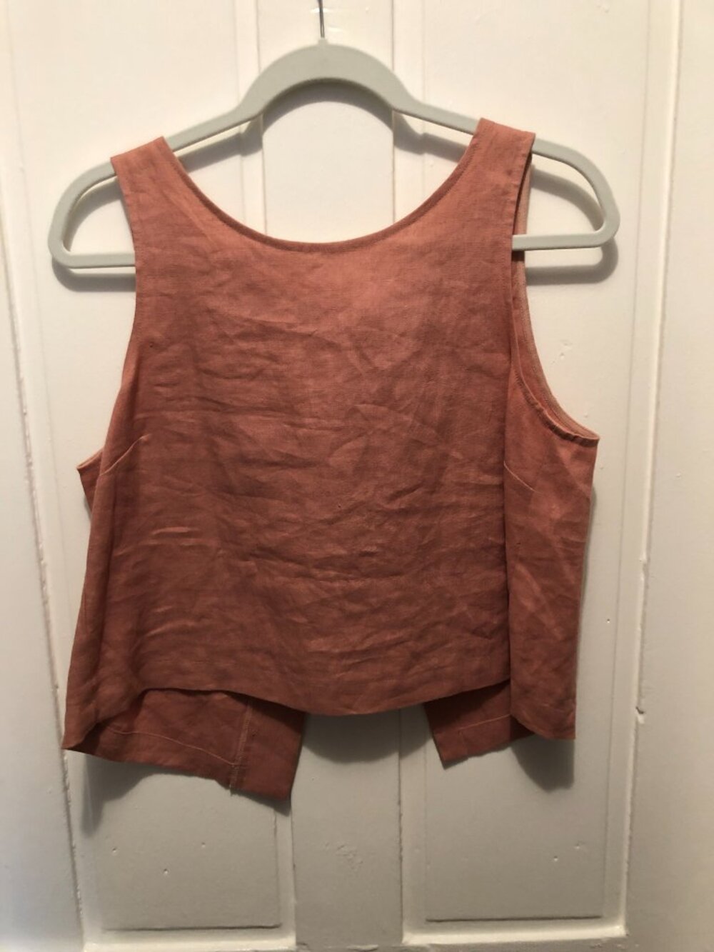 Rust Linen Tie-Back Top